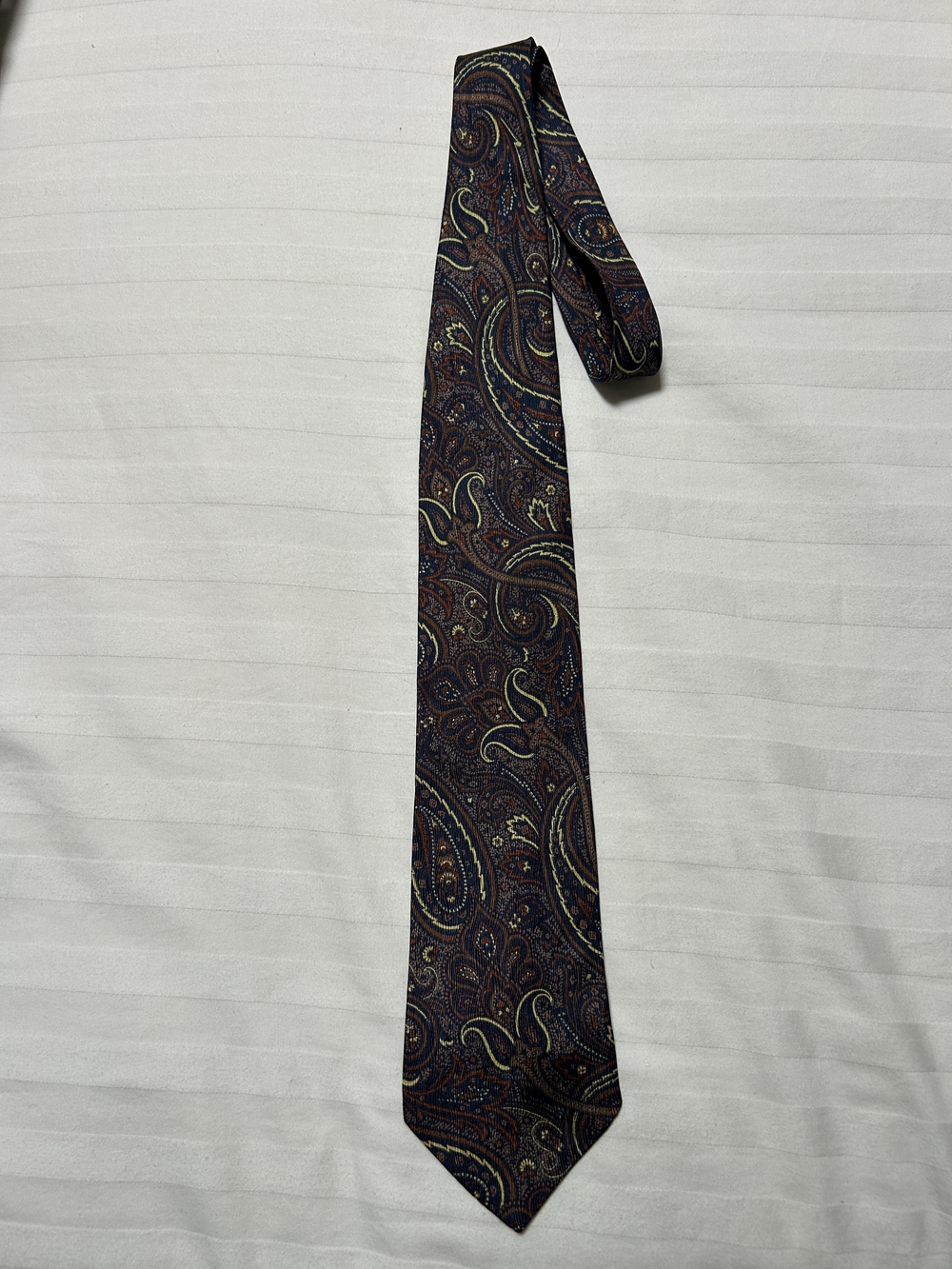 Giorgio Armani Paisley Silk Tie - Navy with Brown and Cream Accents